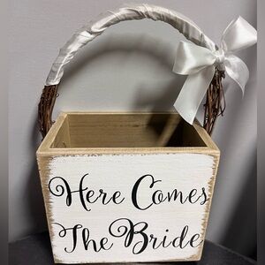 Flower girl wooden basket